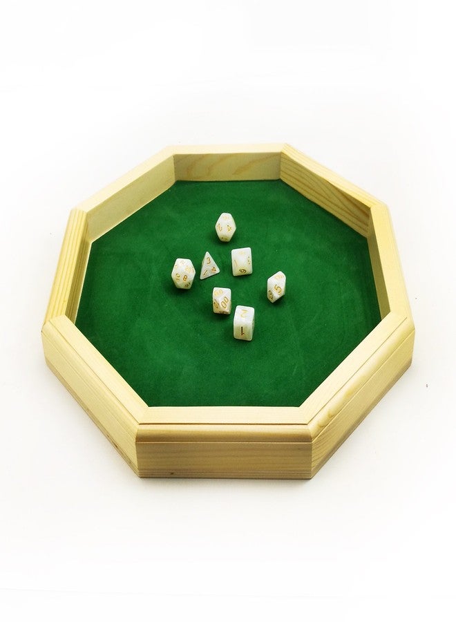 BESCON Heavy Duty 12 Inch Octagonal Wooden Dice Tray with Felt Lined Rolling Surface - Image 1